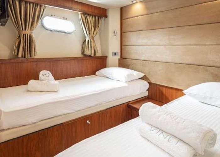 twin cabin, yacht accommodation, Corfu yachting Ionian islands