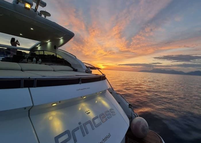 Motor yacht ionian islands, corfu motor yacht rental, sunset cruise ionio